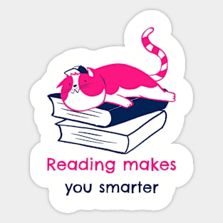 reading makes you smarter- cute lazy cat Sticker